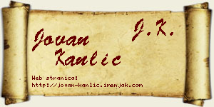 Jovan Kanlić vizit kartica